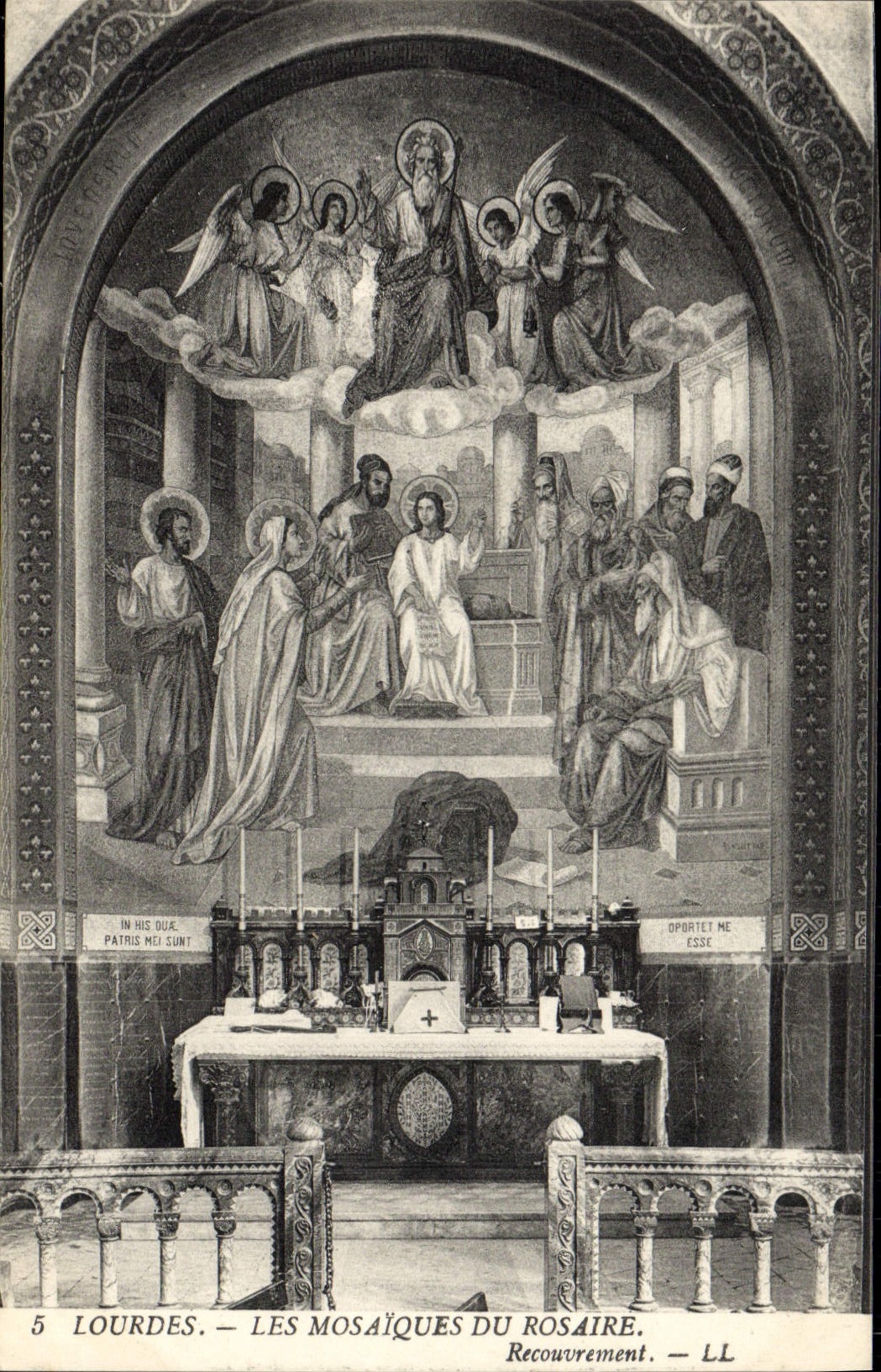 VINTAGE POSTCARD Heavy Mosayques of the Rosary Covering Angels