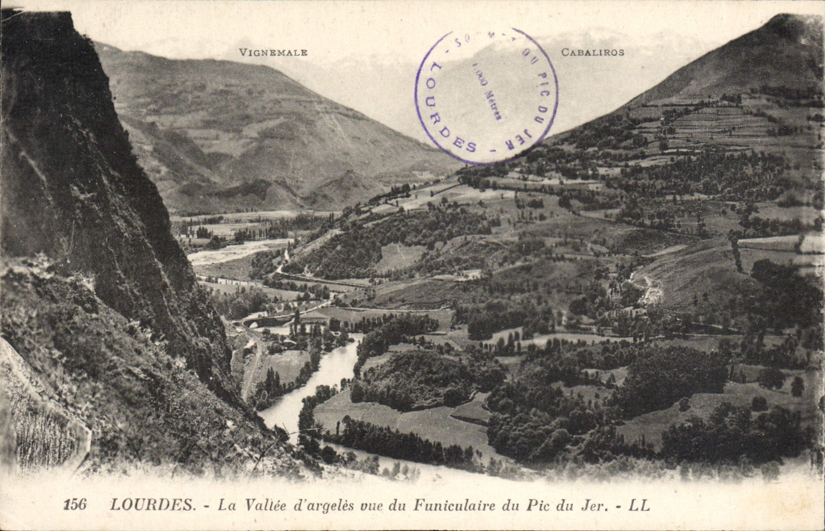 VINTAGE POSTCARD Heavy the Valley of argeles seen Funicular of the Peak of Jer