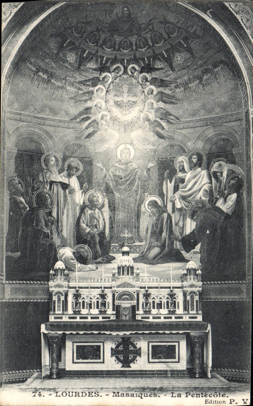 VINTAGE POSTCARD Heavy Masaiques Pentecost