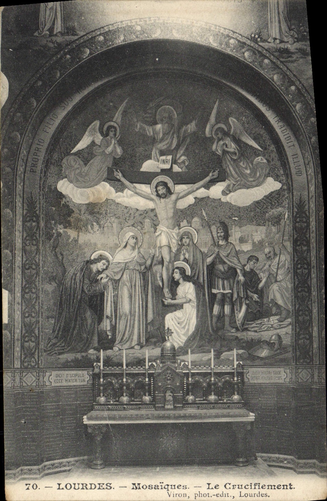 VINTAGE POSTCARD Heavy Mosaics Crucifixion Christ