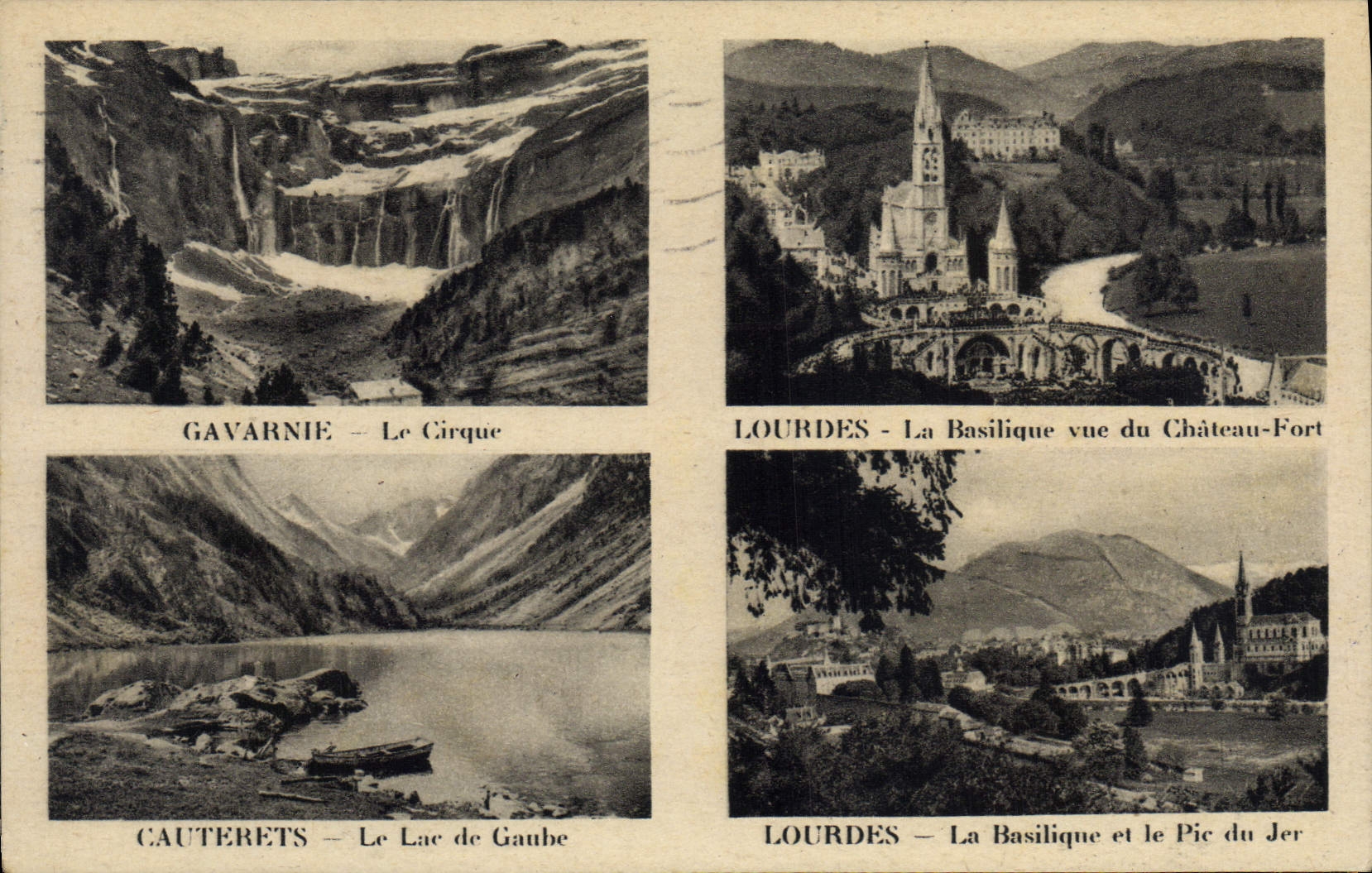 CPA Lourdes La Basilique et le Pic du Jer Gavarnie Cirque Cauterets Lac de Gaube