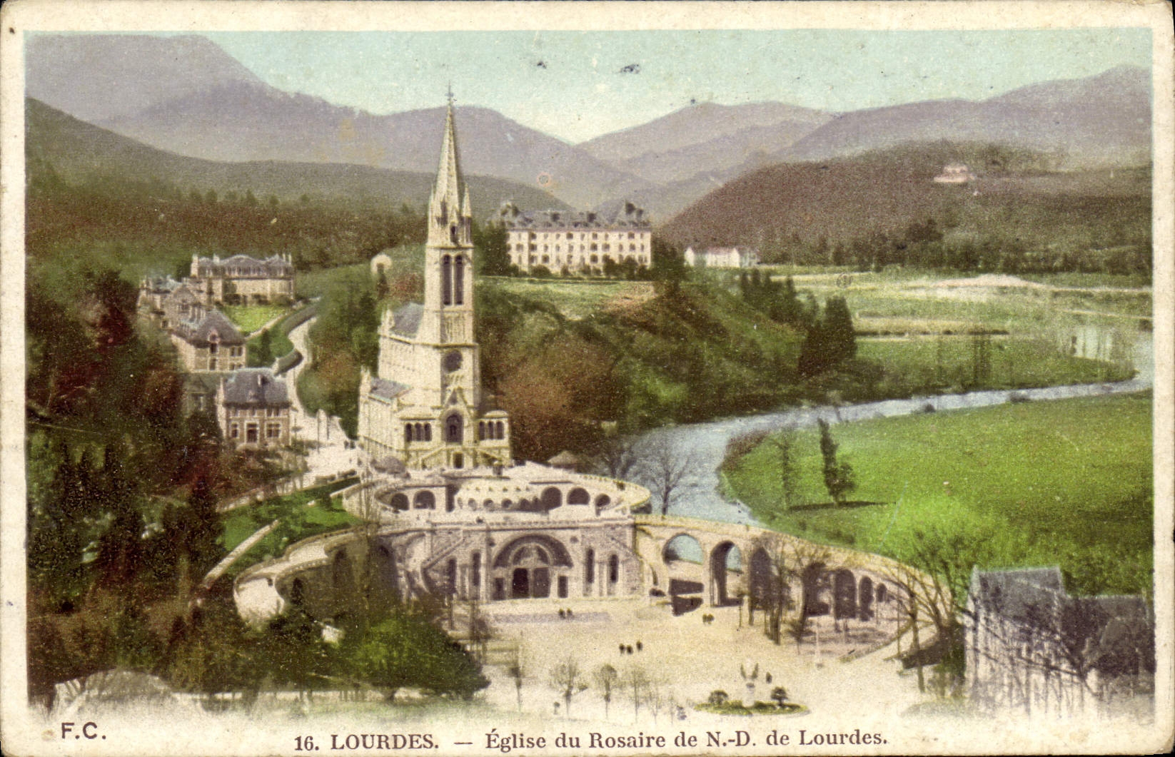 VINTAGE POSTCARD Heavy Church Of the Rosary of Notre Dame de Lourdes