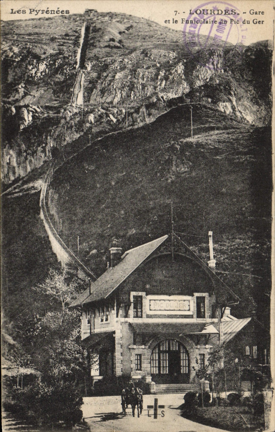 VINTAGE POSTCARD Lourdes Parks and the Funicular Peak of Ger