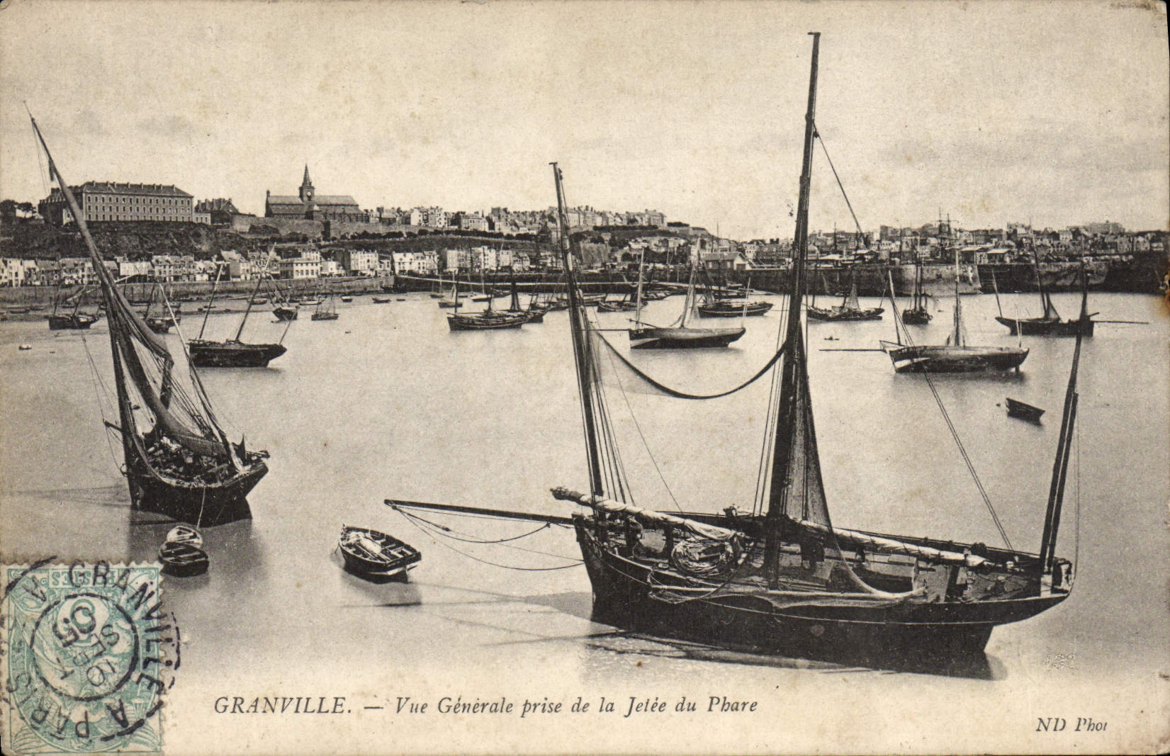 VINTAGE POSTCARD Granville View Taken of the Pier of the Lighthouse Boats