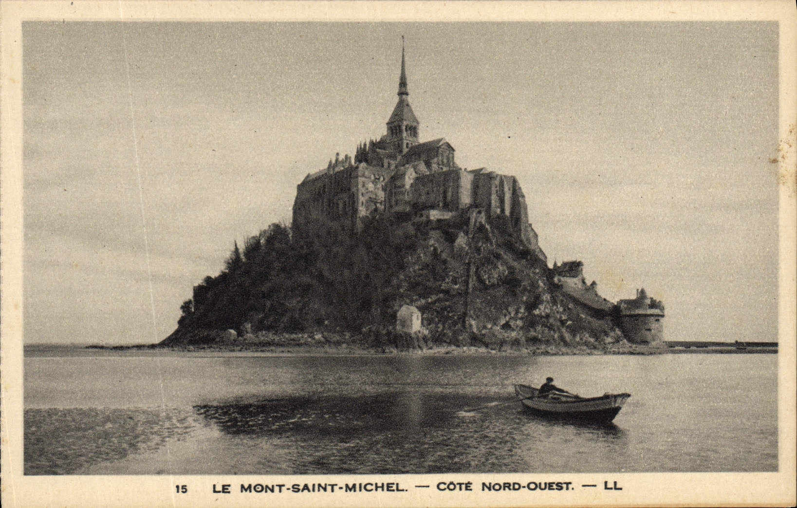 VINTAGE POSTCARD Mont St Michel Dimensions Northern West Boat