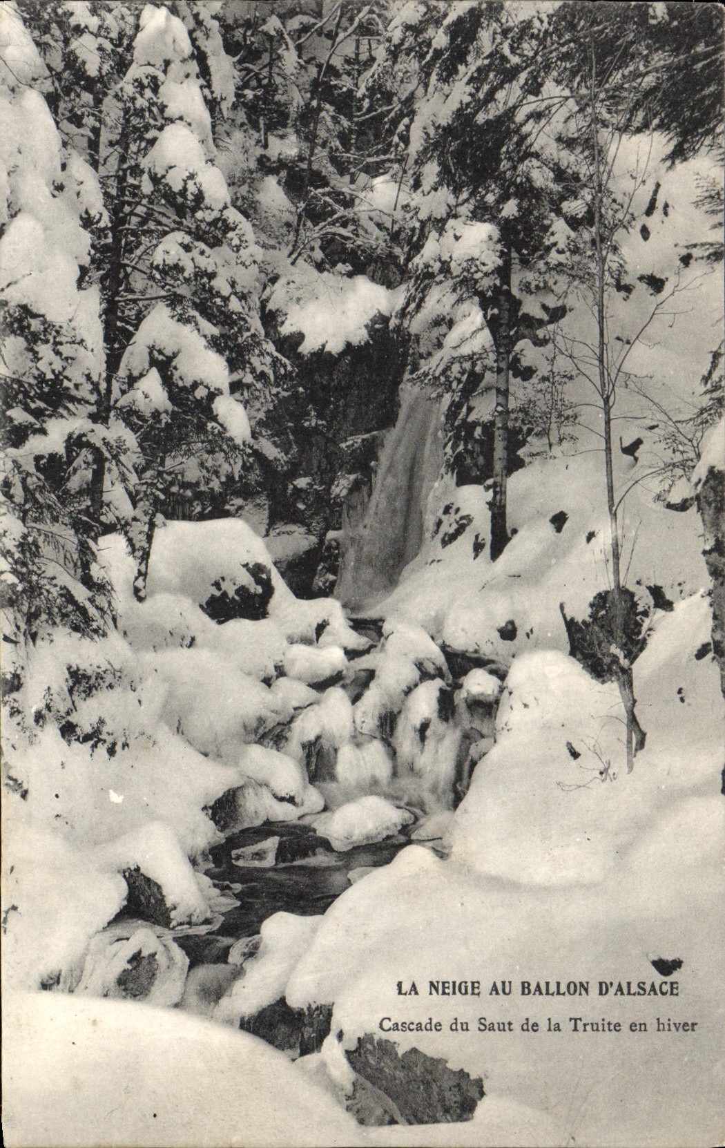 VINTAGE POSTCARD Snow With the Balloon Of Alsace Cascades of the jump of trout in winter