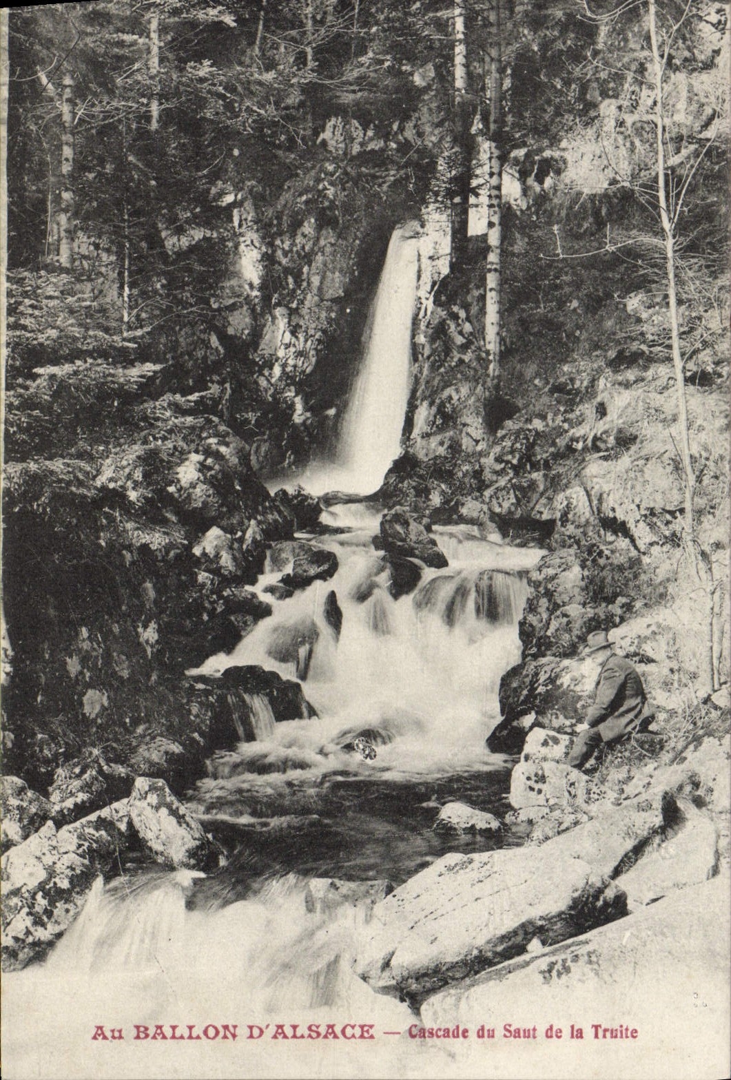 VINTAGE POSTCARD With the Balloon Of Alsace Cascades of the jump of trout