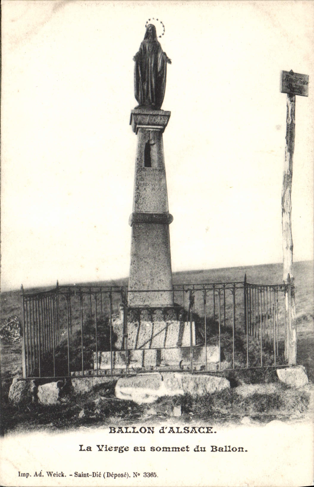 VINTAGE POSTCARD Balloon of Alsace the Virgin at the Top of the Balloon