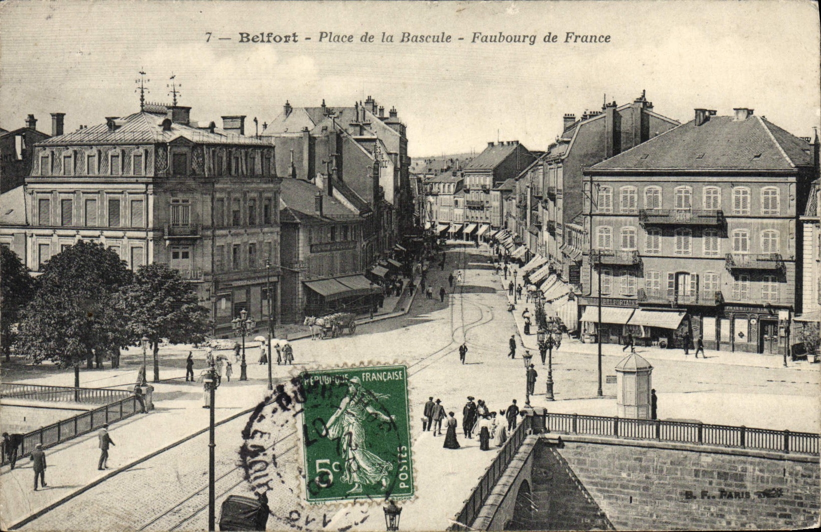 VINTAGE POSTCARD Belfort Places Rocker Suburb of France