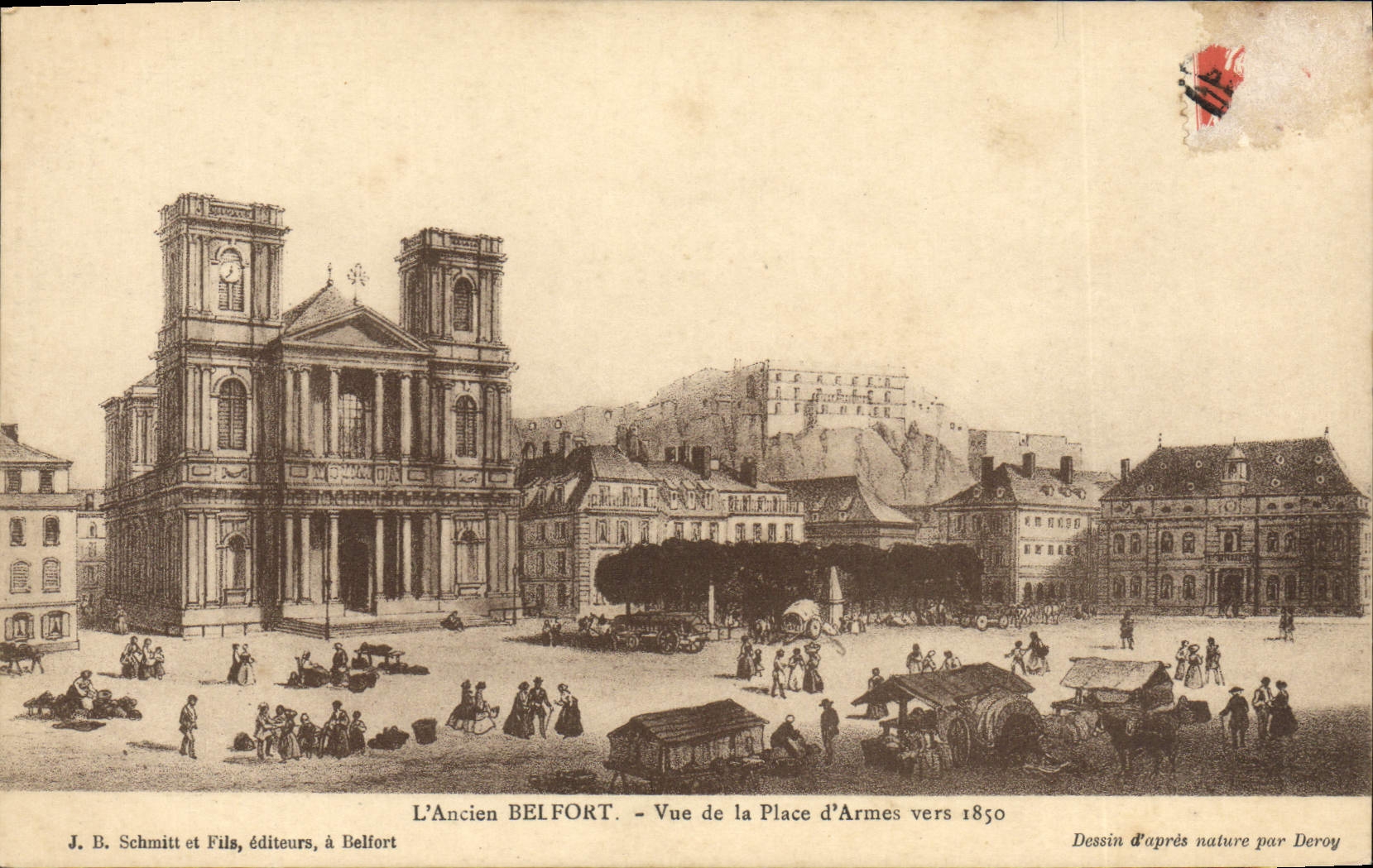 VINTAGE POSTCARD Belfort Seen of the Place of Weapons about 1850