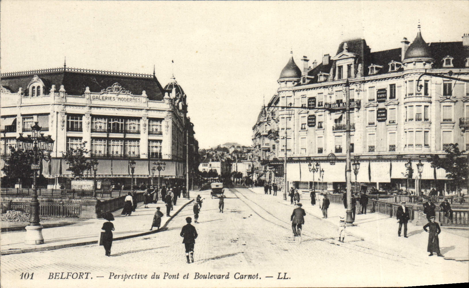 CPA Belfort Perspective du pont et boulevard Carnot