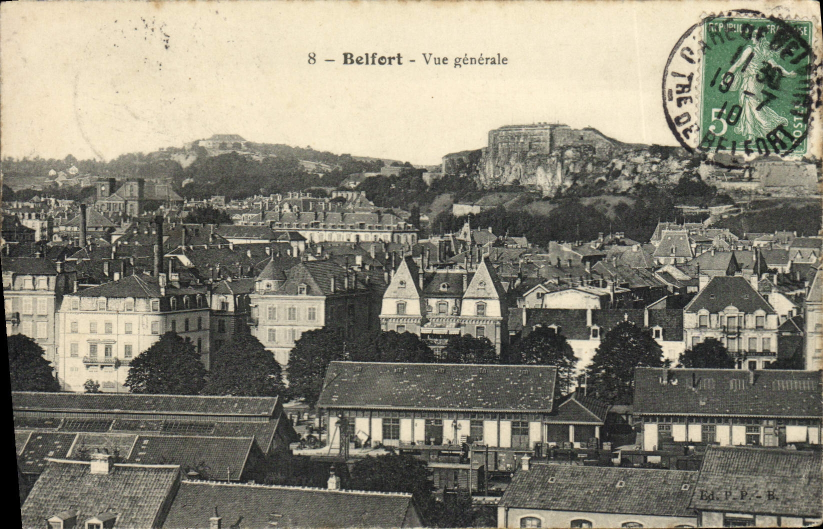 VINTAGE POSTCARD Belfort View Station Steam train