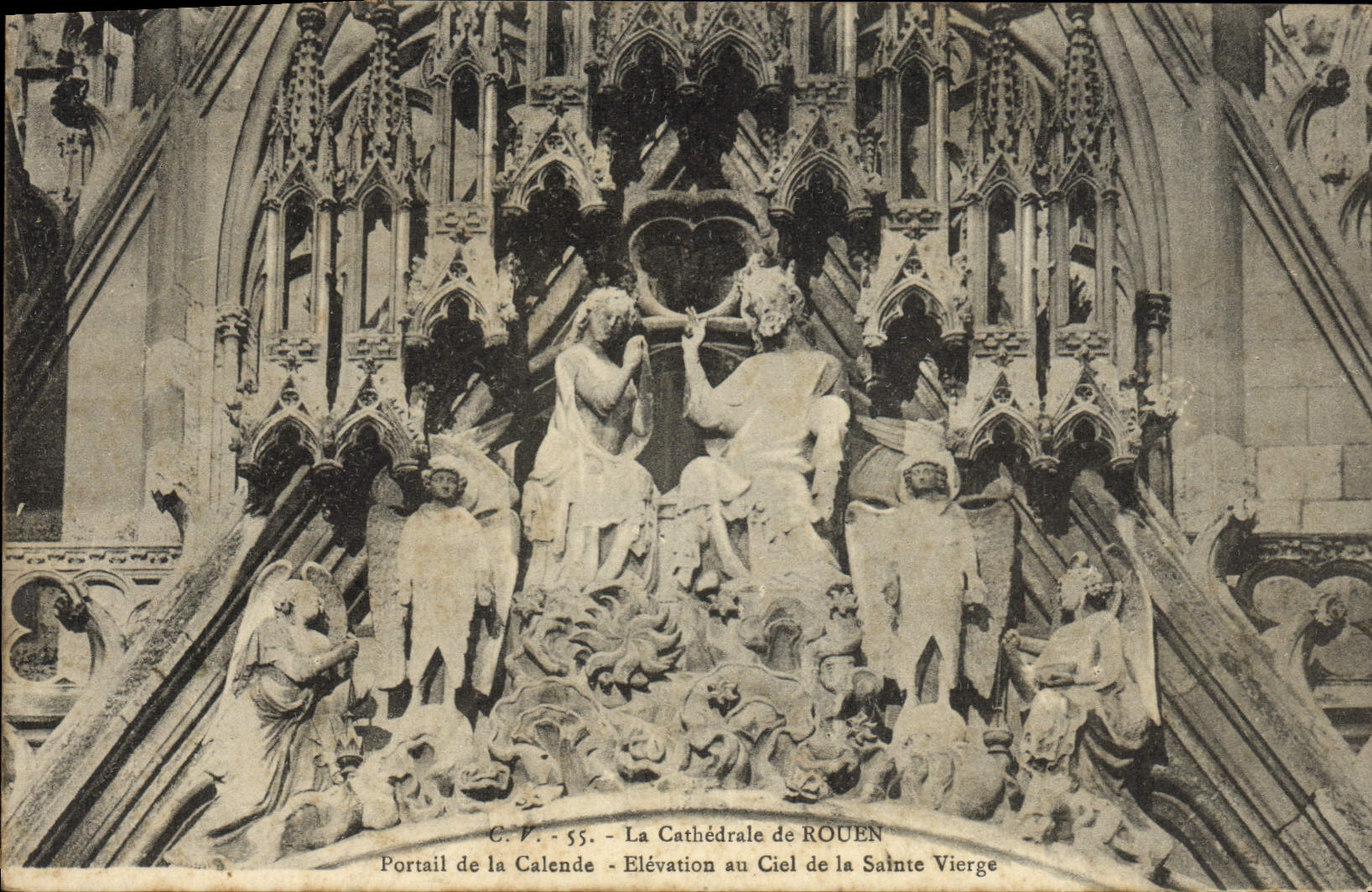 VINTAGE POSTCARD Rouen Cathedral Gate of the Calend Rise to the cile in the Blessed Virgin