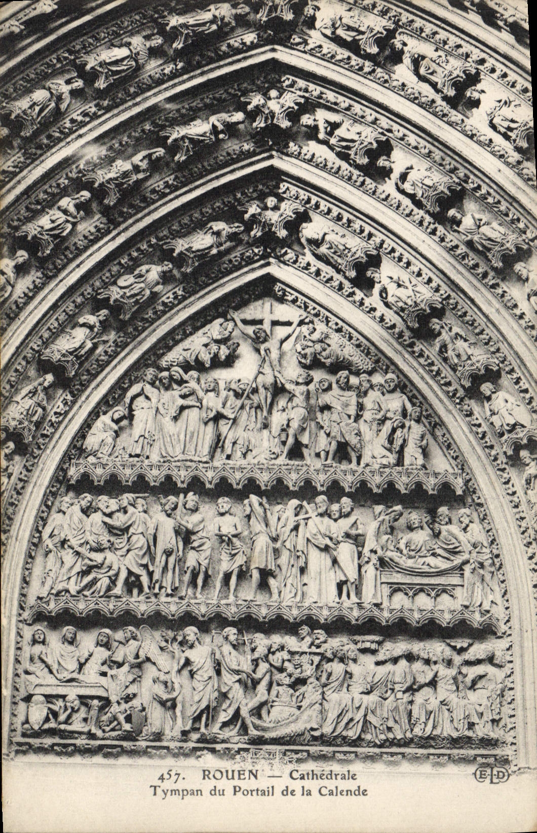 VINTAGE POSTCARD Rouen Cathedral Tympanum of the Gate of the Calend