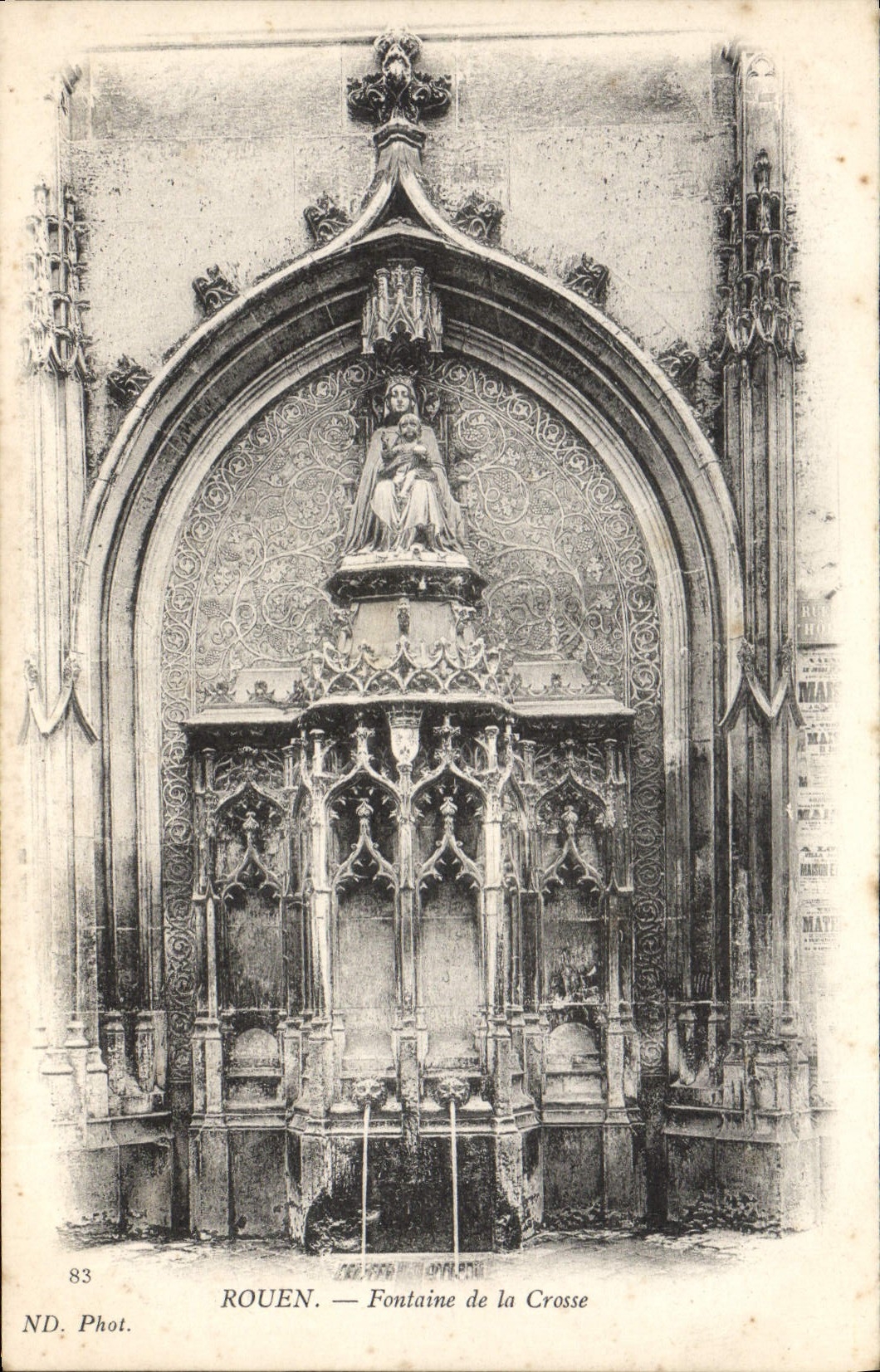 VINTAGE POSTCARD Rouen Fountain of the Stick
