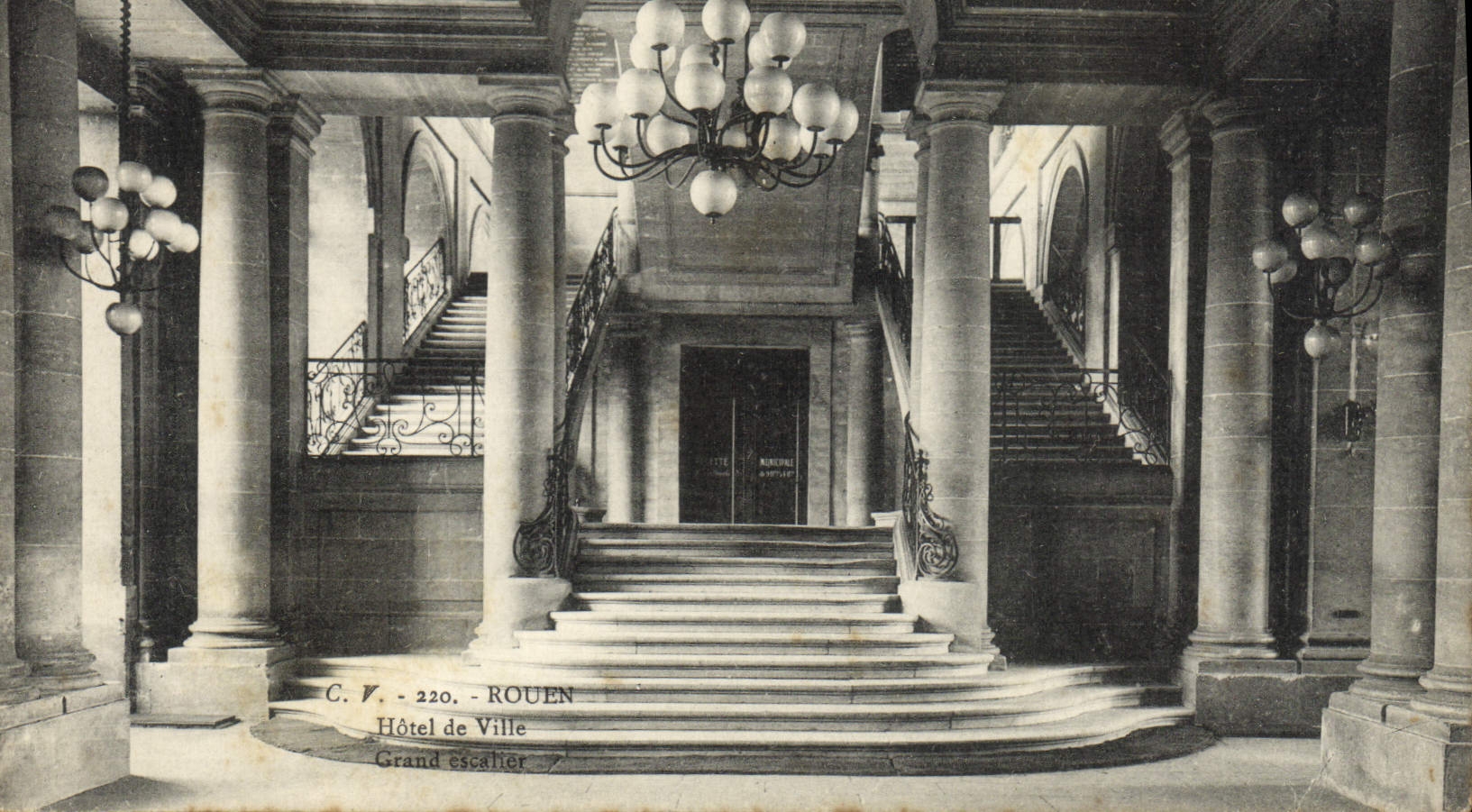 VINTAGE POSTCARD Rouen Town hall Large staircase