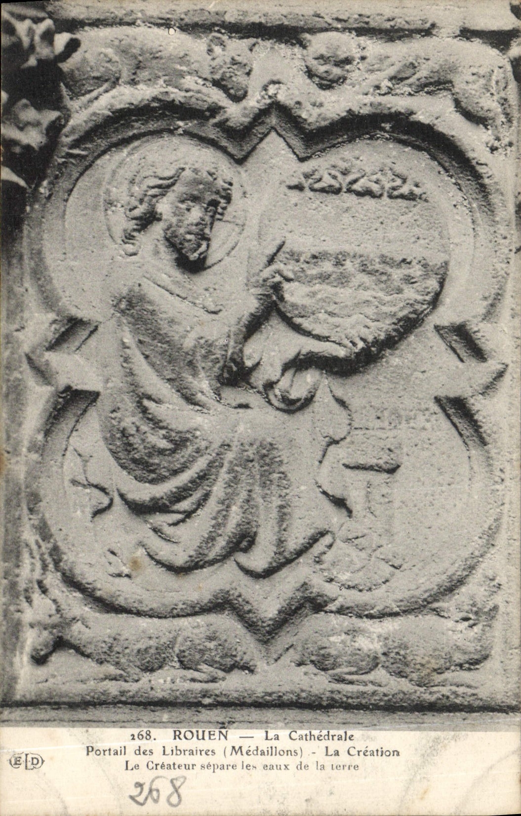 VINTAGE POSTCARD Rouen the Cathedral Gate of the Booksellers Medallions creation the separate creator water of the ground