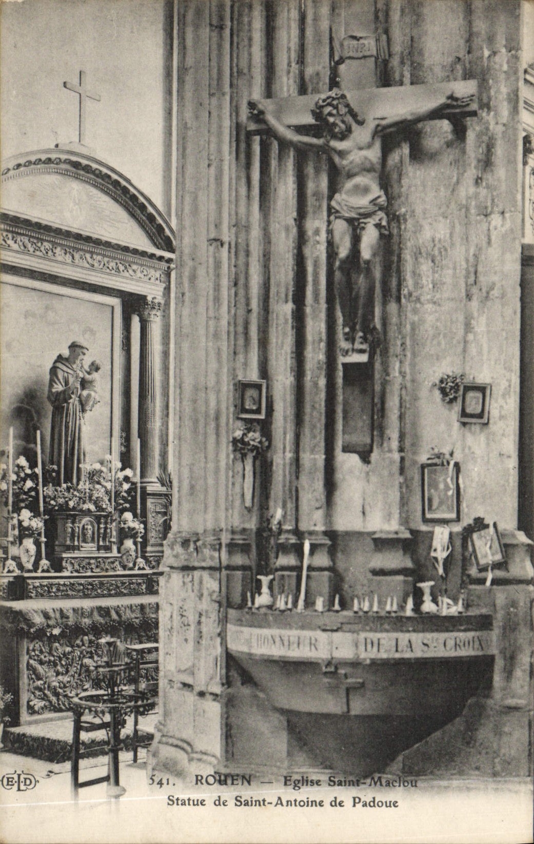 VINTAGE POSTCARD Rouen Eglise Maclou Saint rules of Saint Antoine de Padoue Christ