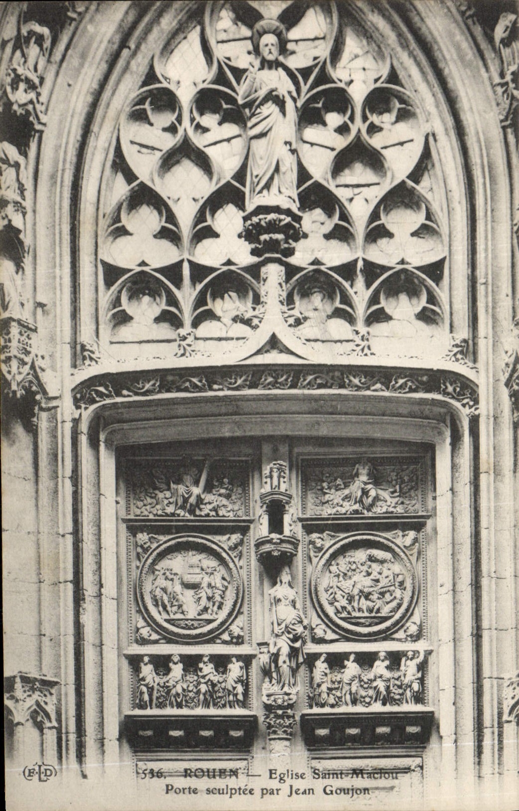 VINTAGE POSTCARD Rouen Eglise of St Maclou Carries sculptee by Jean Goujon
