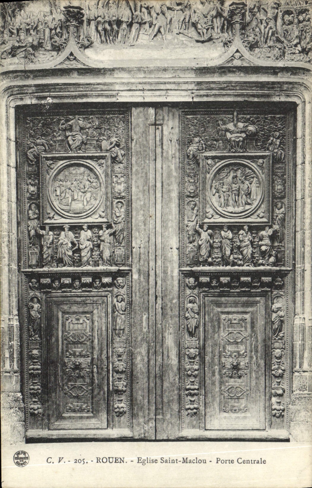 VINTAGE POSTCARD Rouen Eglise Maclou Saint Carries central