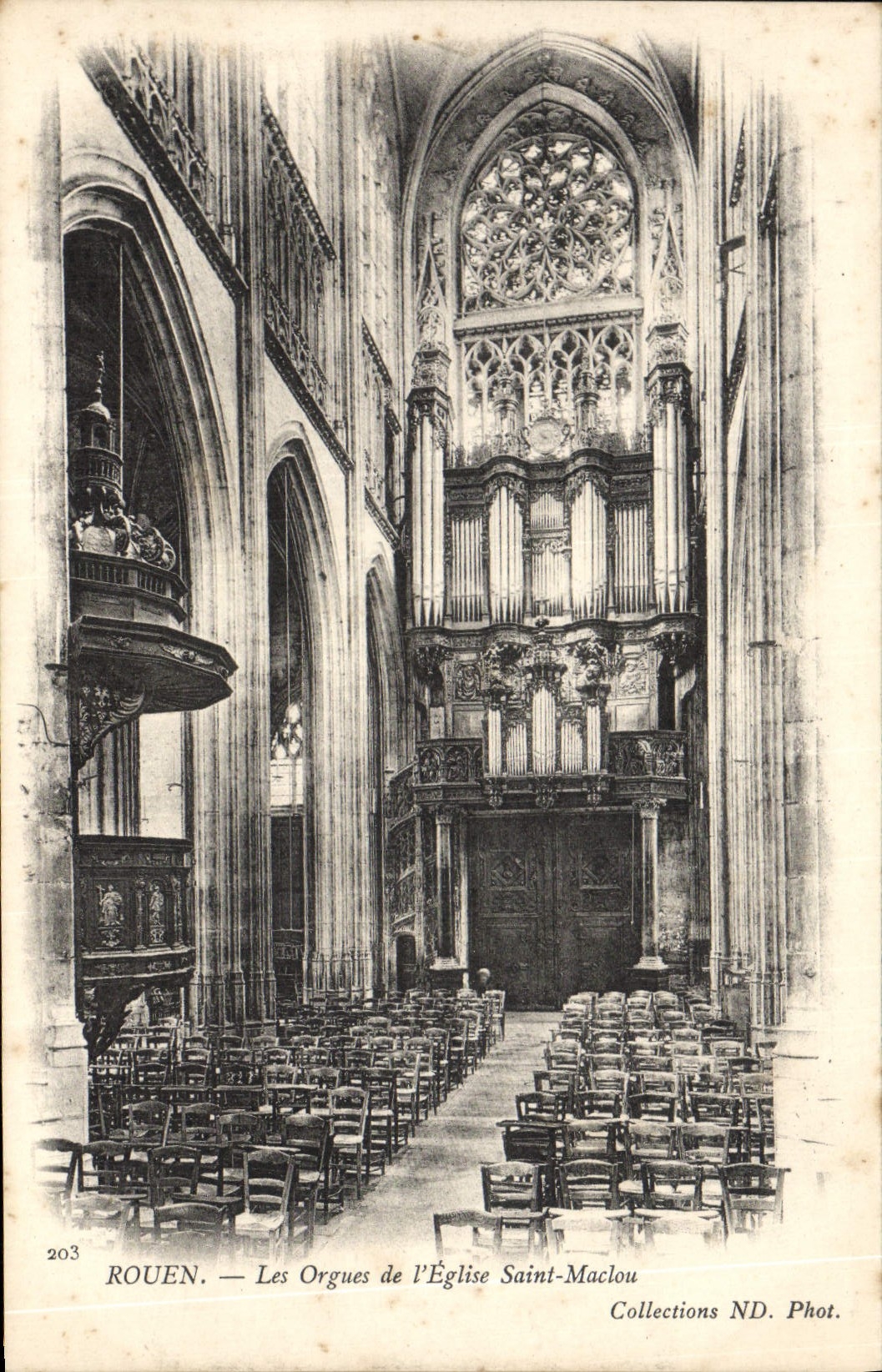 VINTAGE POSTCARD Rouen Church Saint Maclou Organ