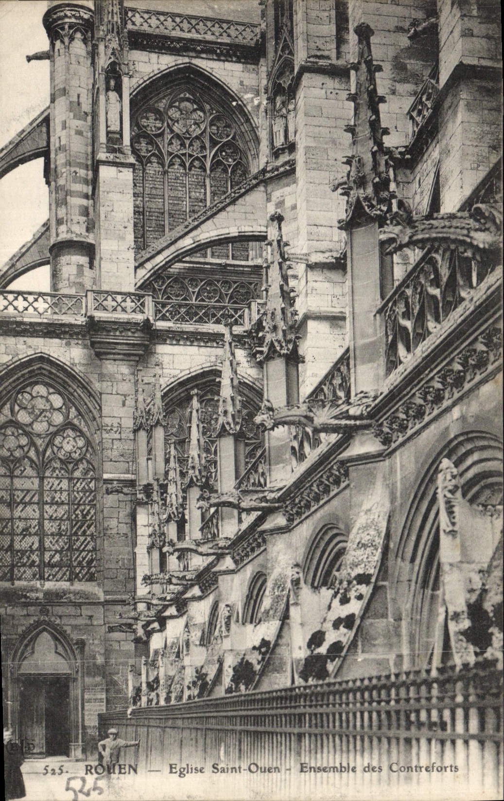 VINTAGE POSTCARD Rouen Church Ouen Saint Together of the Buttresses