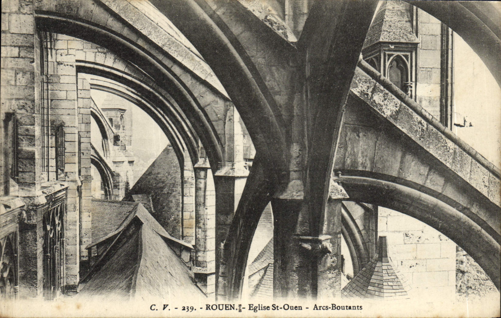 VINTAGE POSTCARD Rouen the Church Holy Ouen Paring Arcs