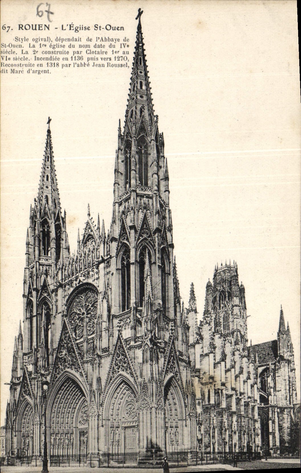 VINTAGE POSTCARD Rouen the Church Holy Ouen