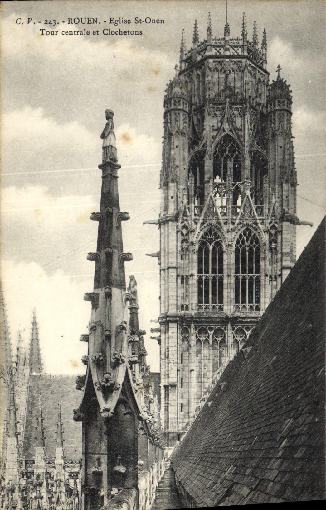 VINTAGE POSTCARD Rouen the Church Holy Ouen Central Tower and Pinnacles