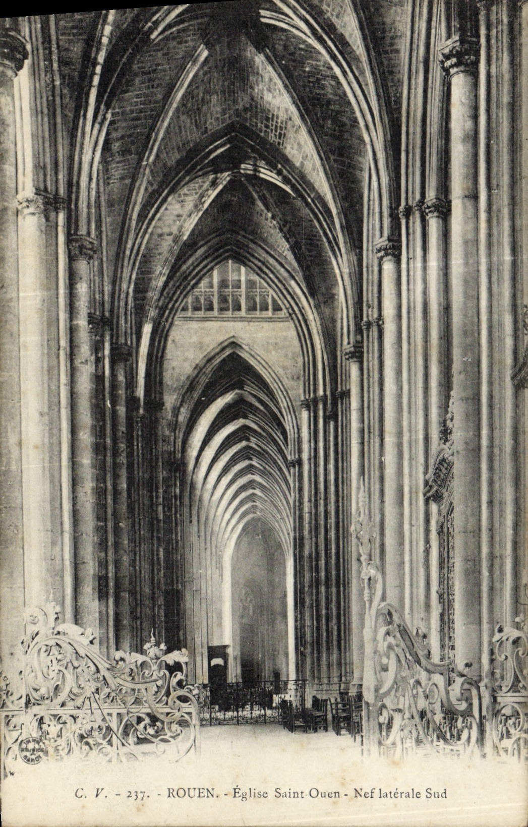 VINTAGE POSTCARD Rouen Church Saint Ouen Southern Side aisle