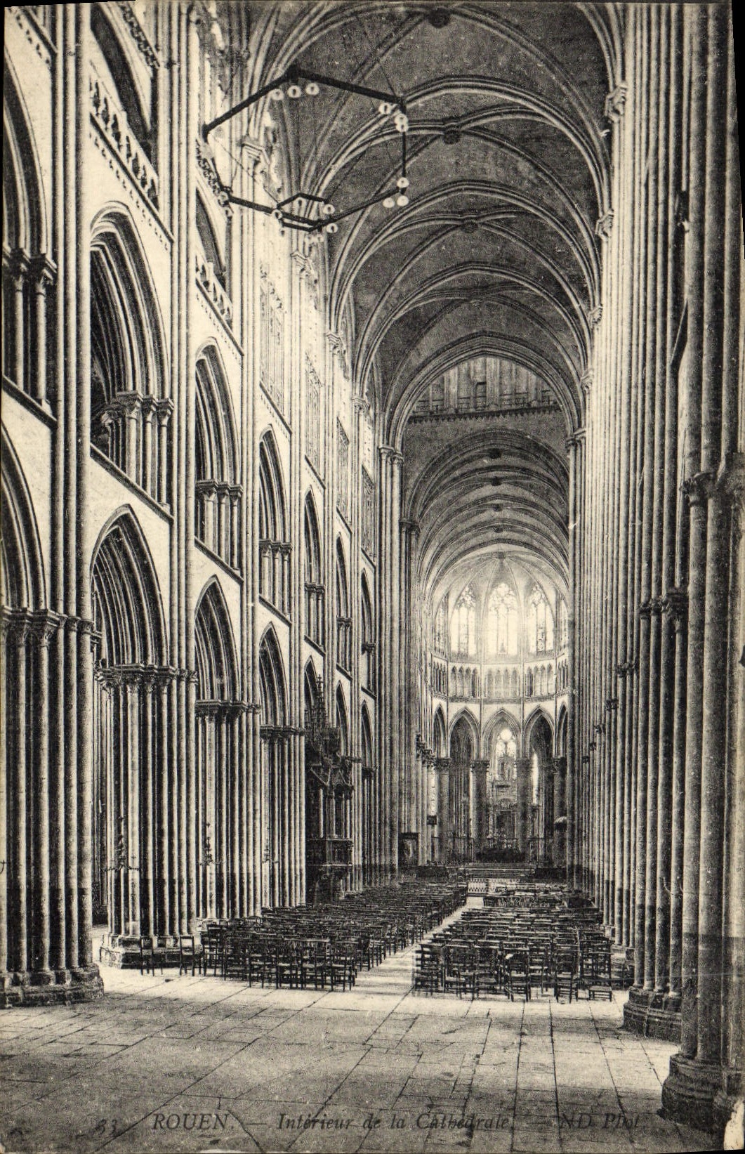 VINTAGE POSTCARD Rouen Cathedral Interior