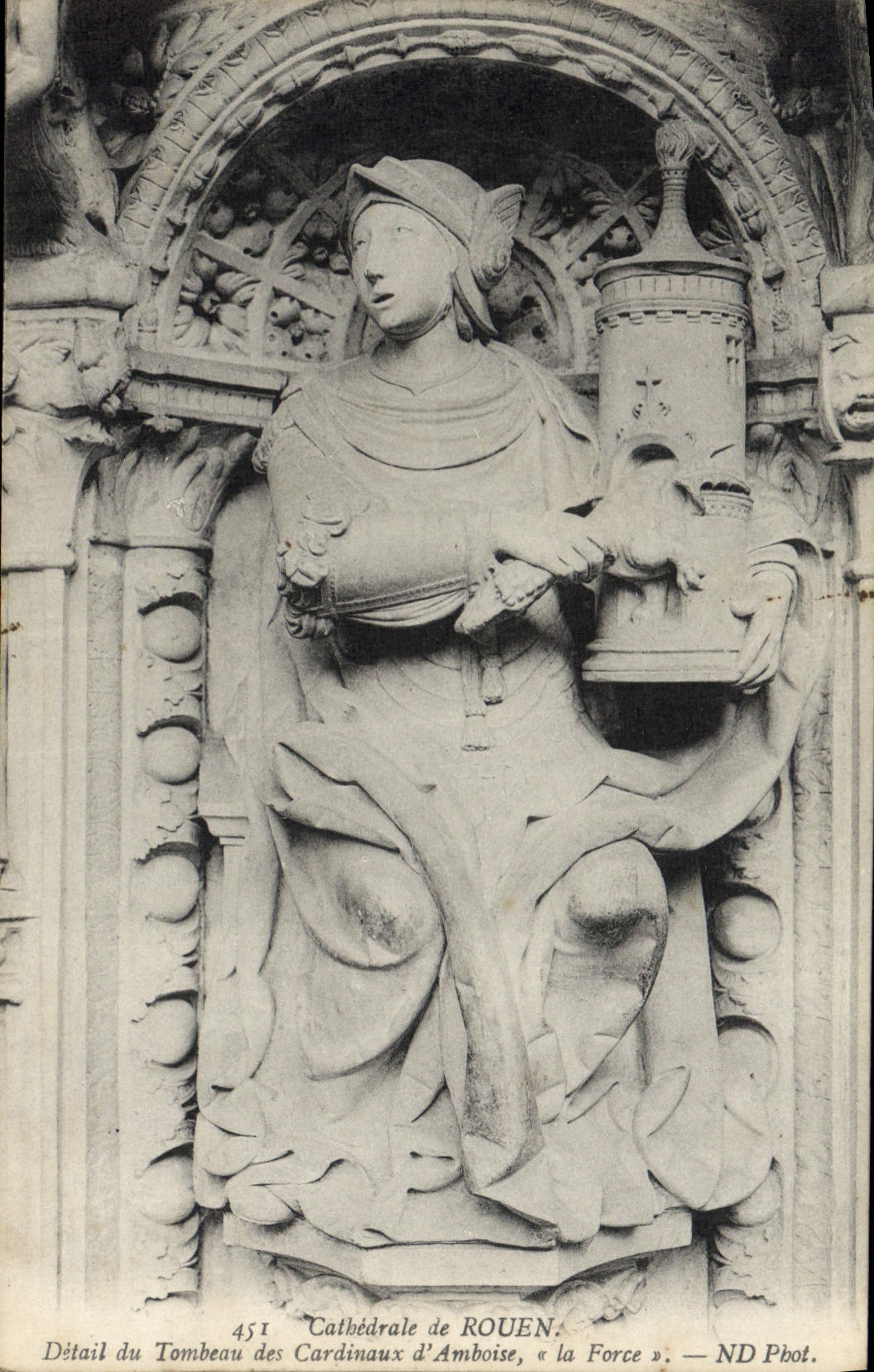 VINTAGE POSTCARD the Cathedral Of Rouen Detail of the Tomb of the Cardinals the force