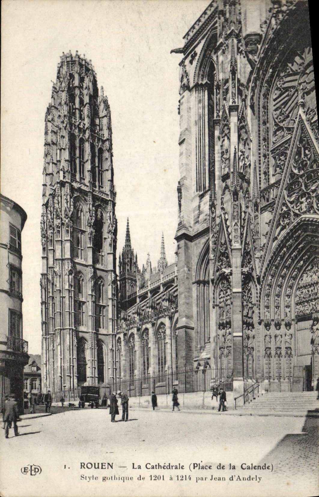 VINTAGE POSTCARD Rouen the Cathedral Places Calend