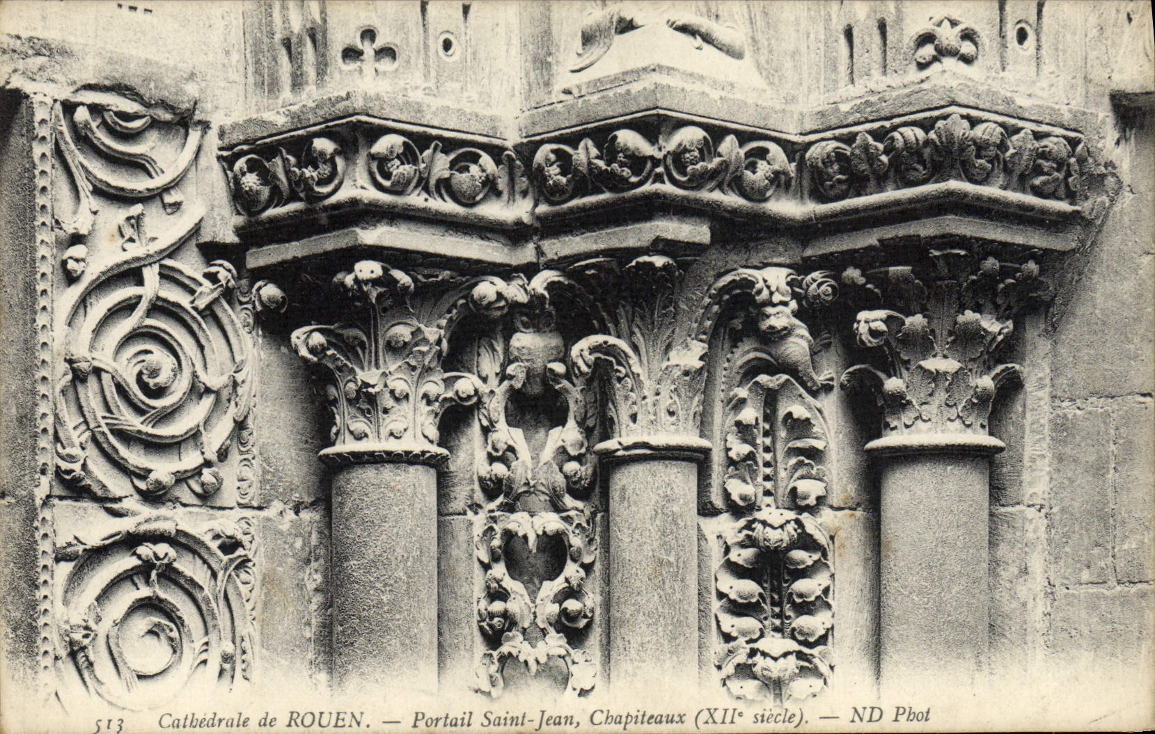CPA Cathedrale de Rouen Portail Saint Jean Chapiteaux