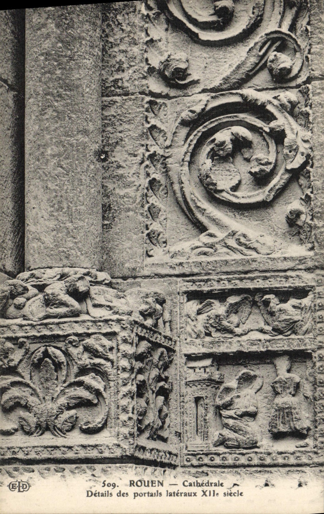 VINTAGE POSTCARD Rouen Cathedral Details of the Side Gates