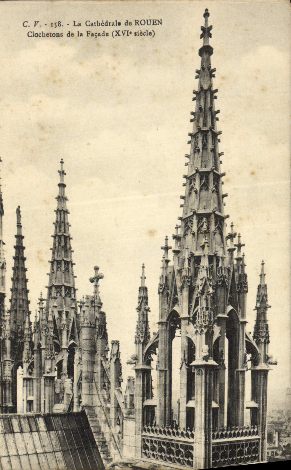VINTAGE POSTCARD Cathedral of Rouen Pinnacles of the frontage