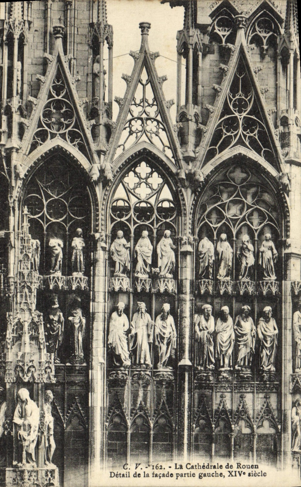 VINTAGE POSTCARD the Cathedral of Rouen Detail of the left left frontage