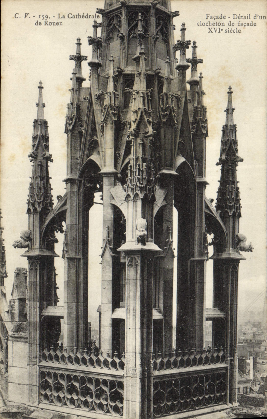 VINTAGE POSTCARD the Cathedral of Rouen Frontage Detail of a pinnacle of frontage