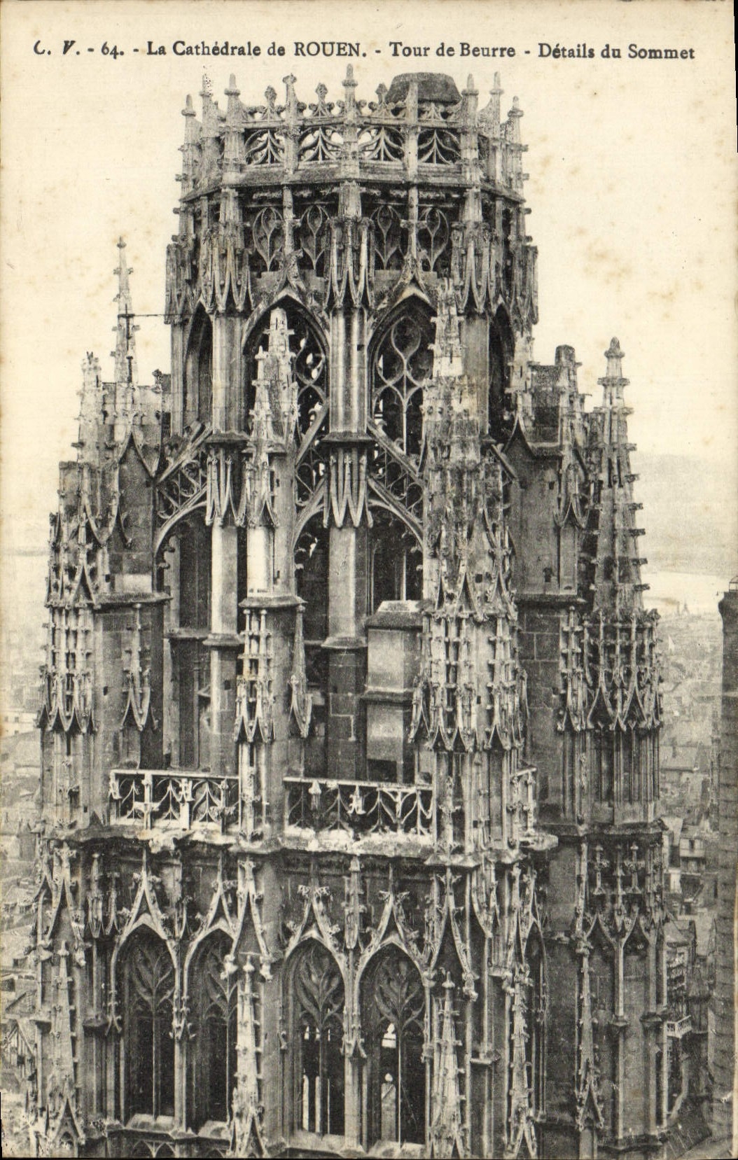 VINTAGE POSTCARD Cathedral of Rouen Turn of Butter Details of the top