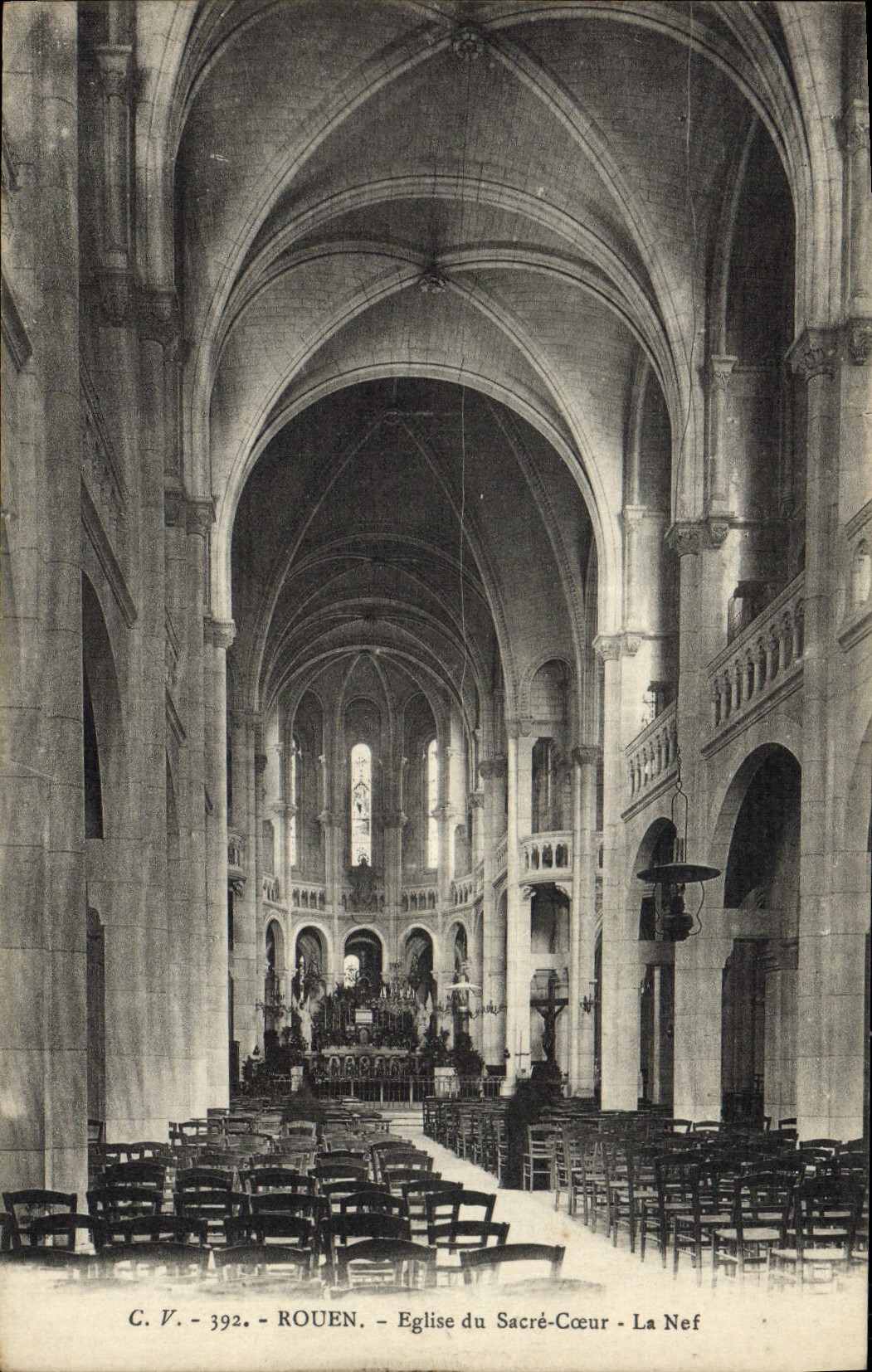 VINTAGE POSTCARD Rouen Church of the Sacring Heart the nave