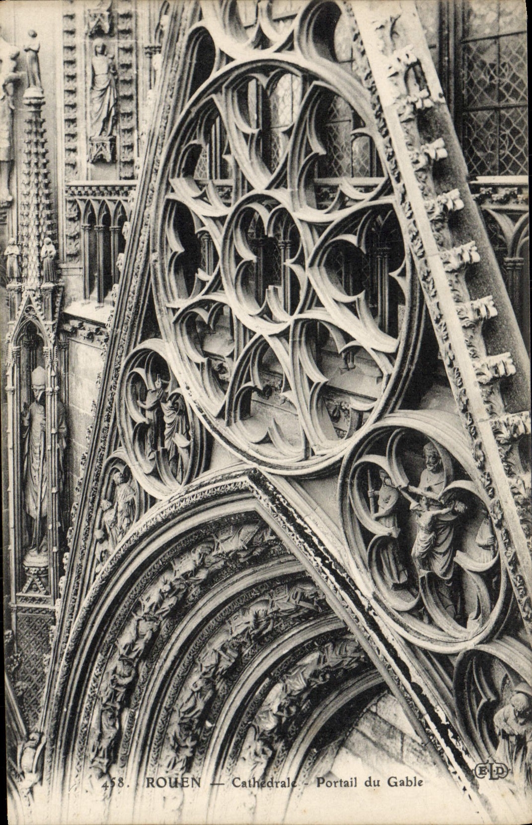 VINTAGE POSTCARD Rouen Cathedral Gate Of Gable