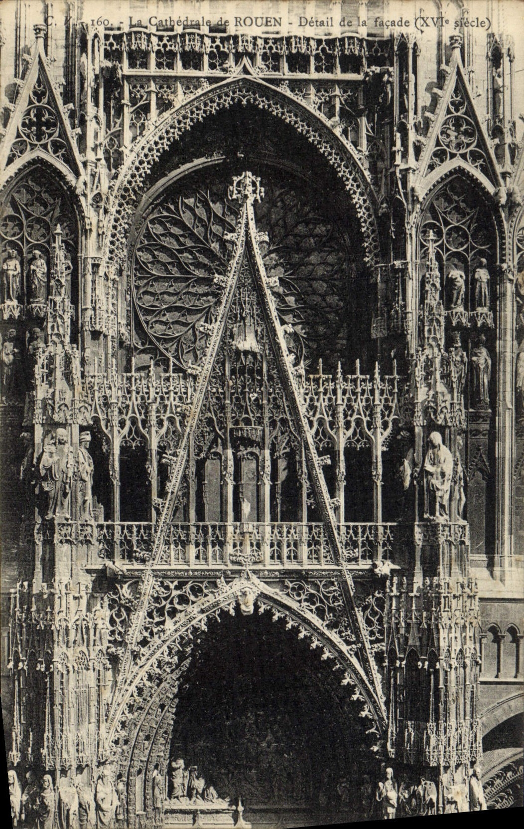 VINTAGE POSTCARD the Cathedral of Rouen Detail of the frontage