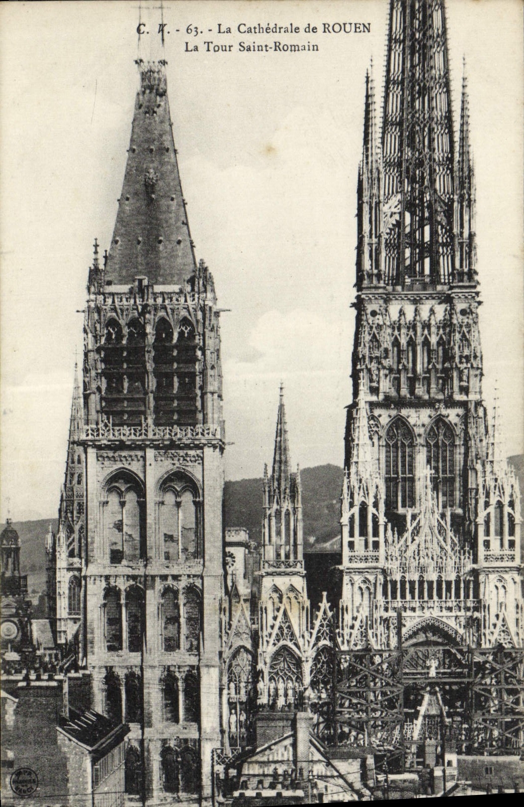 VINTAGE POSTCARD the Cathedral of Rouen the Tower Holy Romain