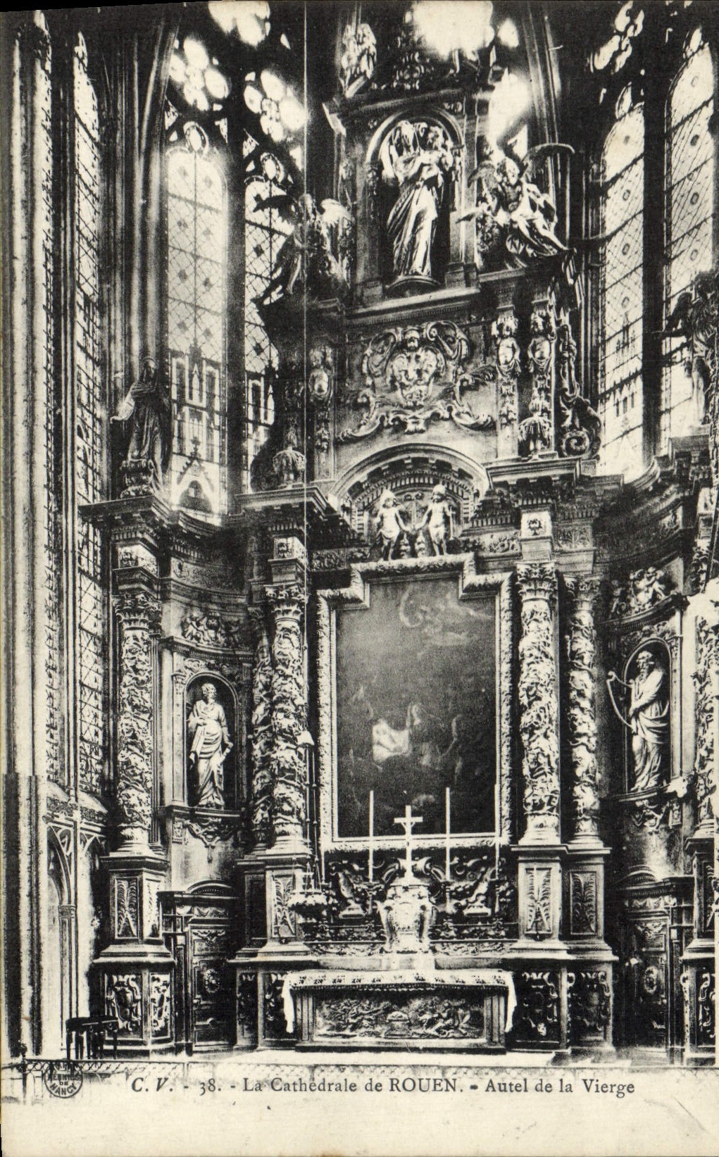 VINTAGE POSTCARD the Cathedral of Rouen Furnace bridge of the virgin