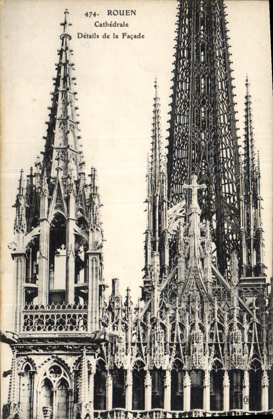 VINTAGE POSTCARD Rouen Cathedral Details of the Frontage