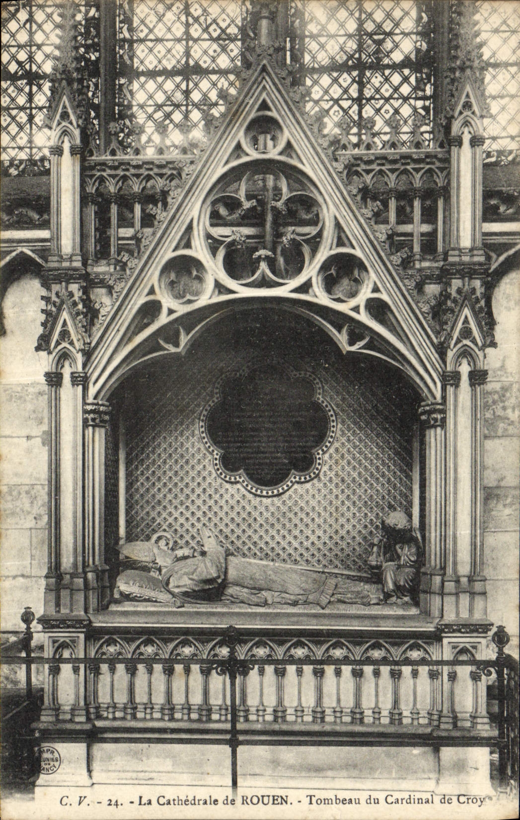 VINTAGE POSTCARD the Cathedral of Rouen Tomb of the Cardinal of Croy