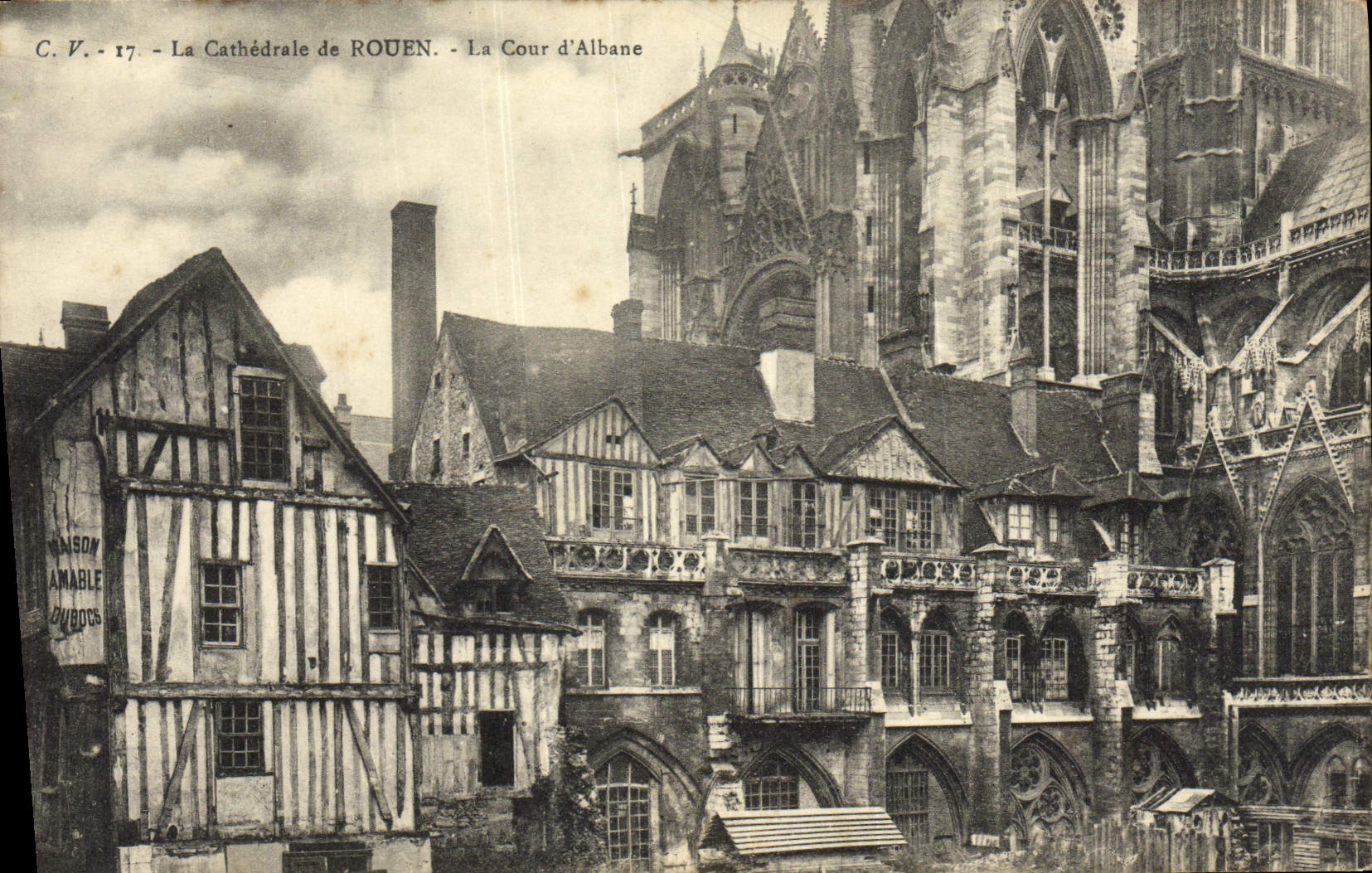 VINTAGE POSTCARD the Cathedral of Rouen Court of Albane