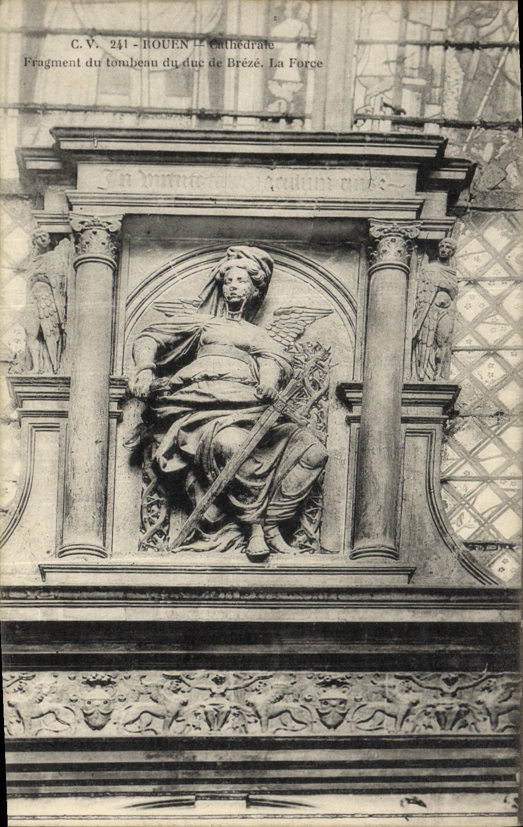 VINTAGE POSTCARD Rouen Cathedral Fragment of the tomb of the duke of Breze the force