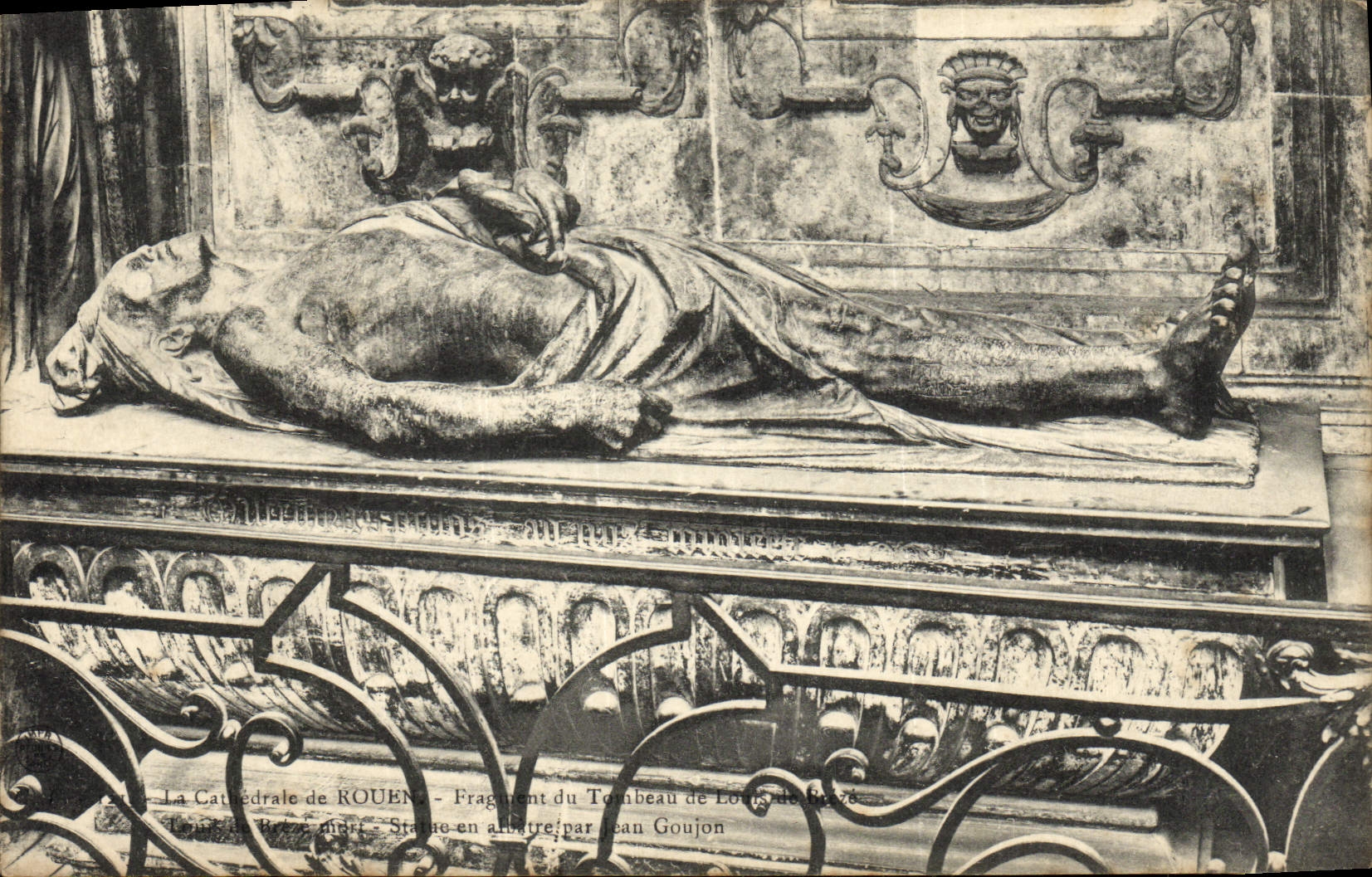 VINTAGE POSTCARD the Cathedral of Rouen Fragment of the tomb of Louis de Breze