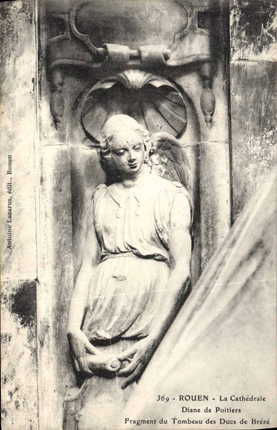 VINTAGE POSTCARD Rouen the Diane Cathedral of Poitiers Fragment of the tomb of the dukes of Breze